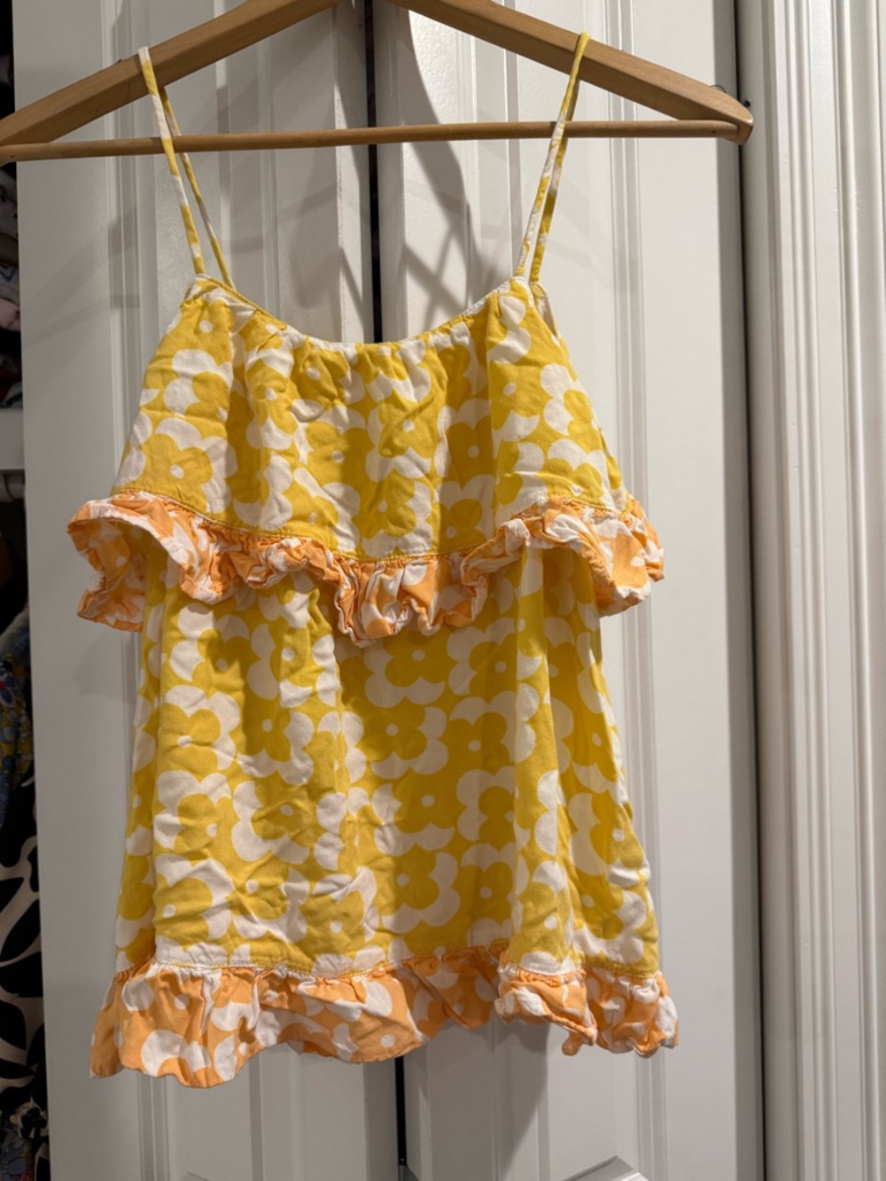 Womens PIYAMA - Yellow Floral Ruffle Pajama Set - great condition